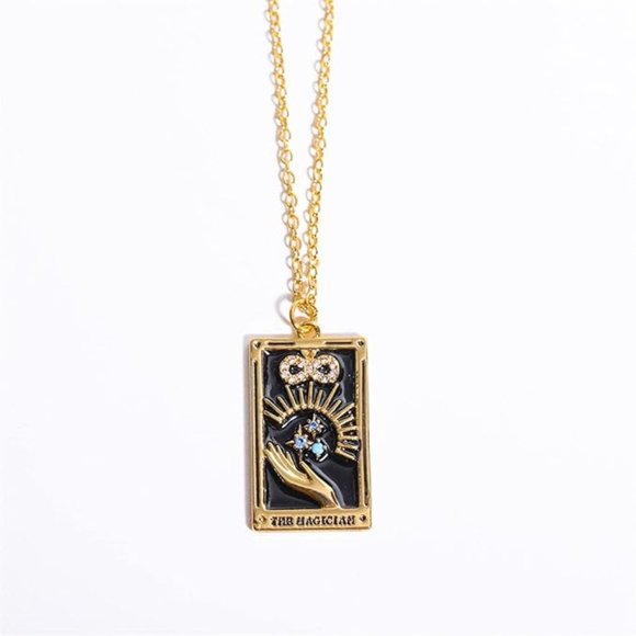 NWT Tarot Card Necklace with Real Gold Plated Chain - the  Magician - Picture 1 of 2